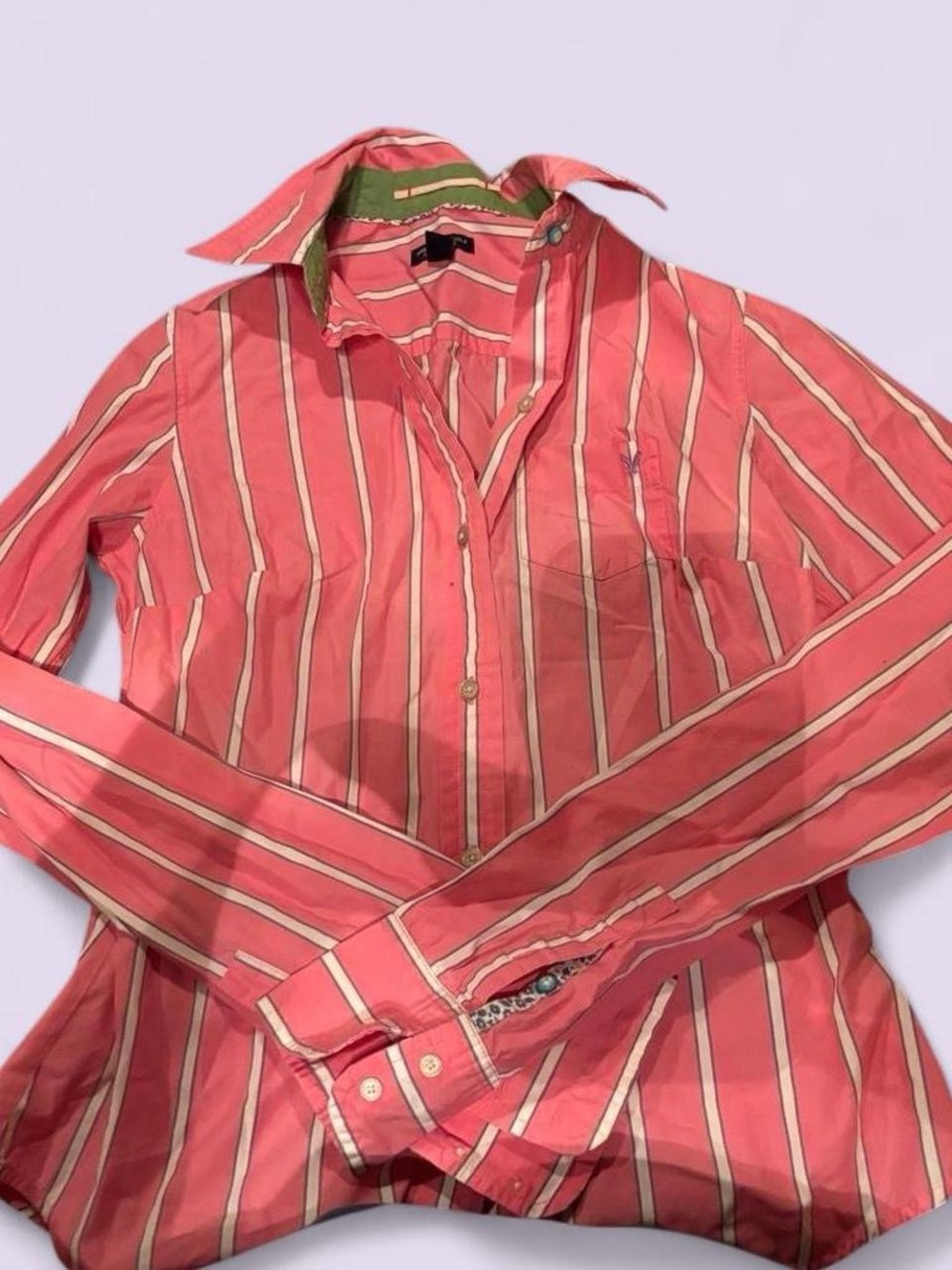 American Eagle Y2K Pink Striped Button Down Shirt Size 0